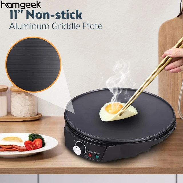 Instant Crepe Maker, Electric Crepe Maker, Nonstick Coating & Automatic  Temperature Control, Cooks Crepes Bacon, Roti, Tortillas & Pancakes,  Includes