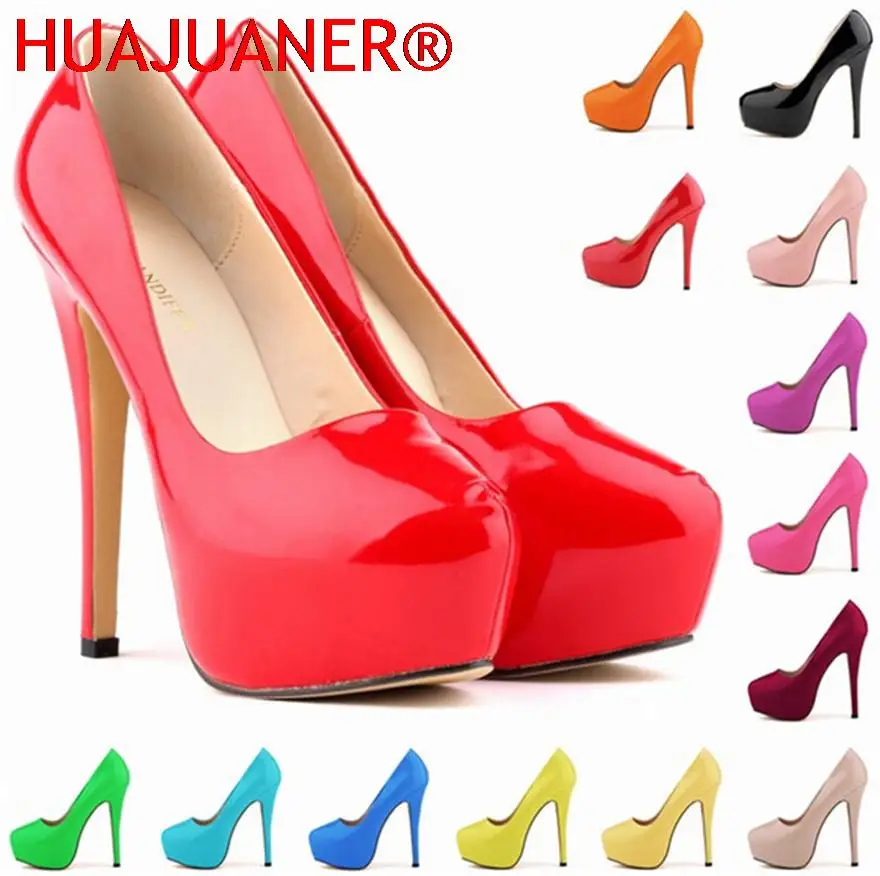 

Sexy High Platform Party Shoes 2023 New Women Concise Solid Patent Leather High Heels Shoes Fashion Shallow Wedding Shoes Woman