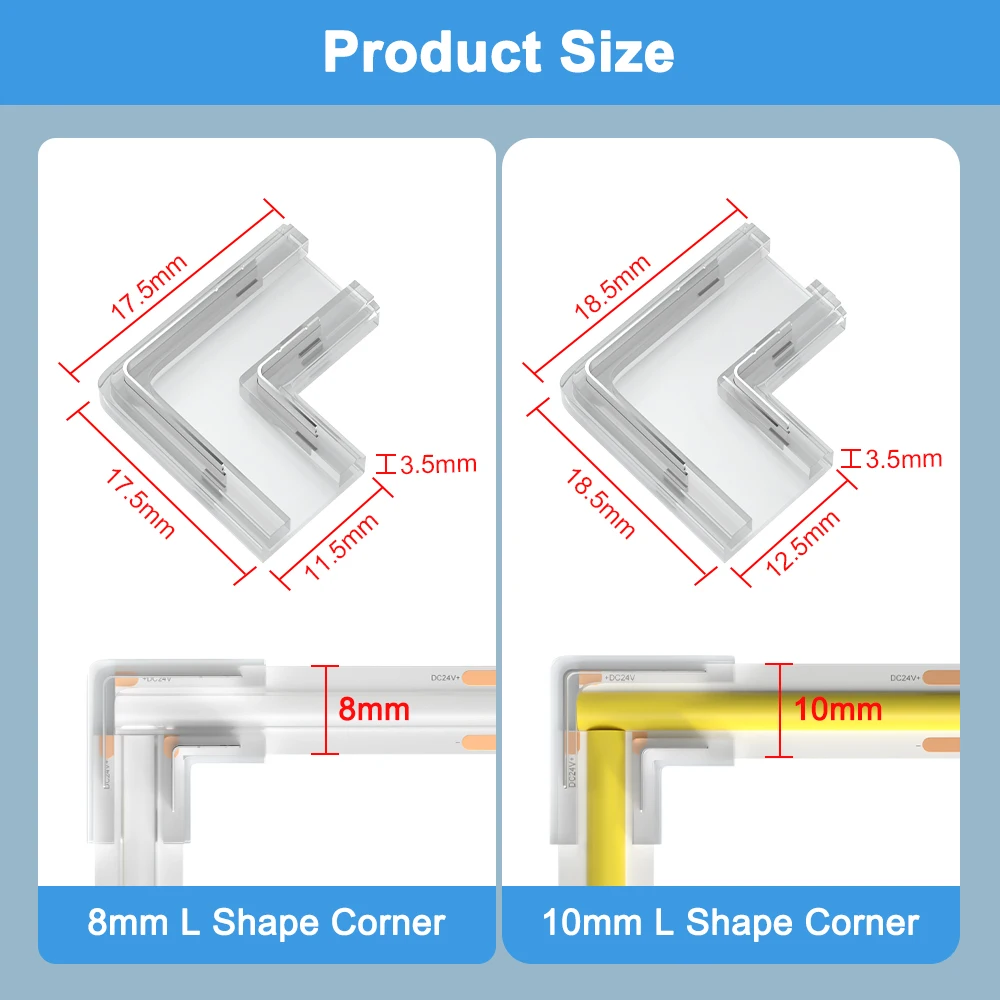 connecteurs de bande led cob en forme pour broches degres coin kit connexion rapide et facile pieces 02
