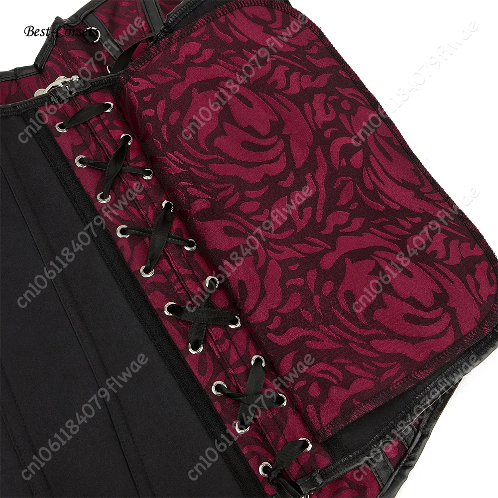 Corset for Women Bustier Faux Leather Corset Top Steampunk Gothic Corset Red