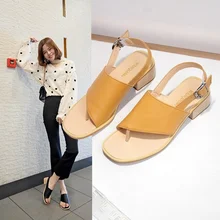 

Fashion Sandals for Woman 2022 Summer Gladiator Zapatos De Mujer Solid Clip Toe Buckle Strap Casual Plus Size Shoes for Women