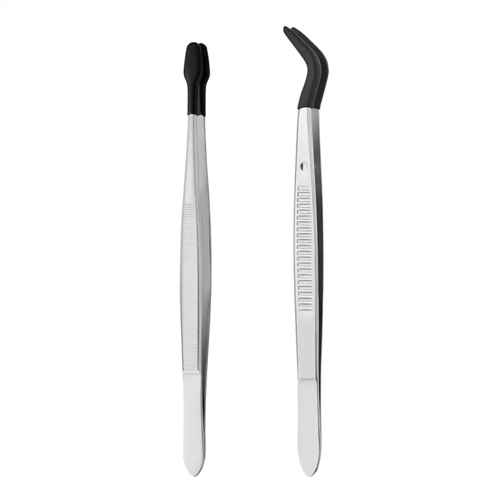 Tweezers Set 2 Pieces Rubber Tips For Jewelry Hobby Industrial Hobby Craft