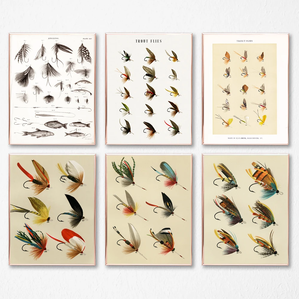 メンズウォールアートのヴィンテージフライフィッシングルアー,9