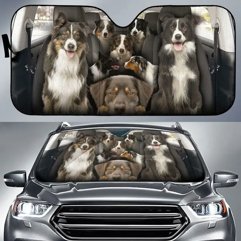 

Australian Shepherd X Border Collie Auto Sun Shade06 Customized Gift Car Accessories, Custom Animal Pattern Sunshade,