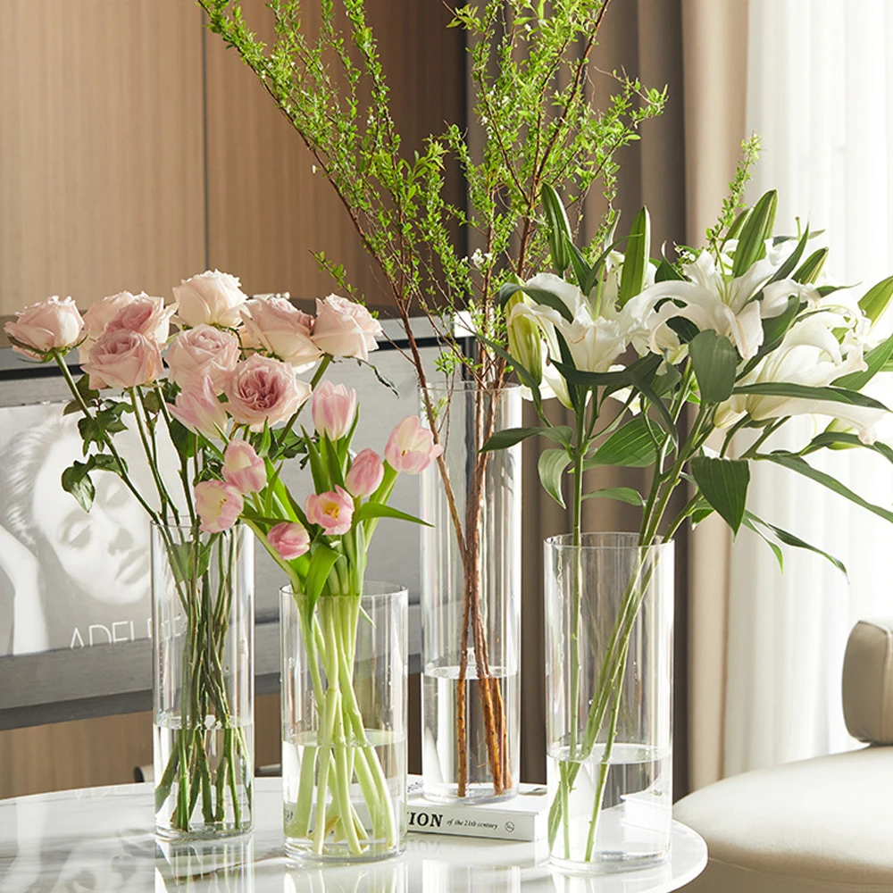 1Pcs Shatterproof Plastic Vases Tall Large Transparent Flower Vase Hydroponic Decoration Flowerpot  Acrylic Cylinder Vases 2