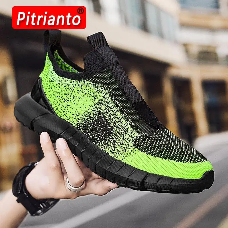 

Кроссовки мужские сетчатые без шнуровки, легкие дышащие, удобная повседневная обувь, плоская подошва, лето