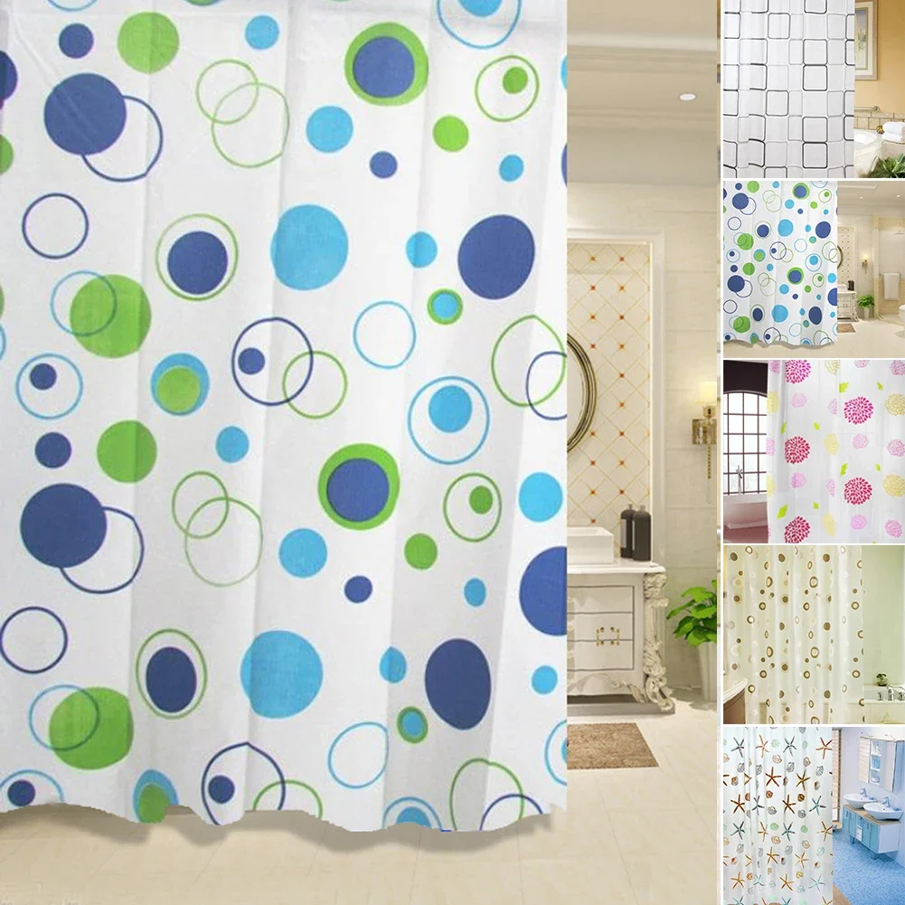 PEVA Bathroom Shower Curtains Waterproof Bath Curtain Starfish Hibiscus Pattern Bathroom Shower Accessories 180x200cm