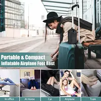 Airplane Foot Rest Travel Foot Rest Pillow Inflatable Travel Foot Rest for Airplanes Adjustable Height 3-Layer Ergonomic Folding 2