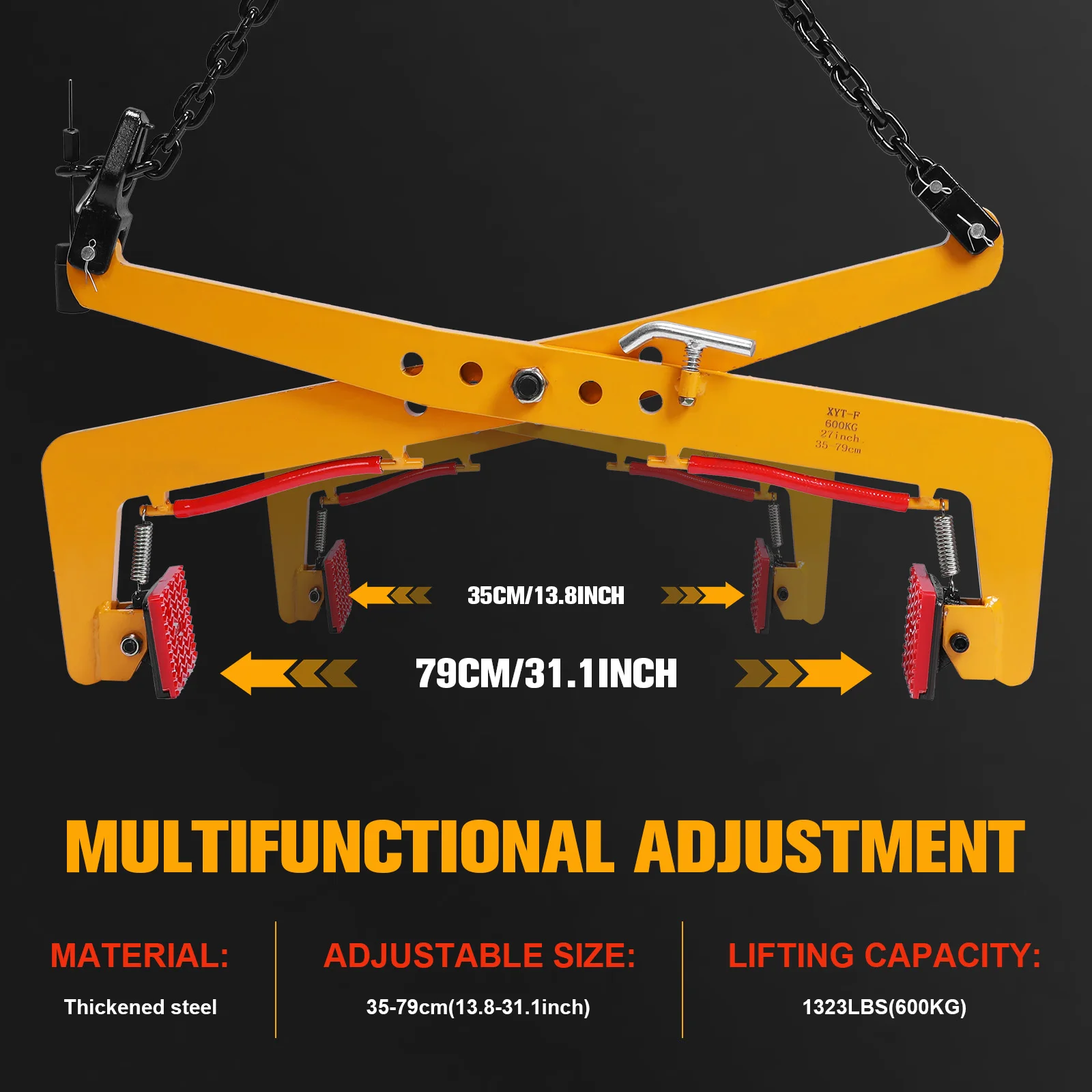 Heavy-duty Stone Lifting Clamp For Curb Stones Adjustable Jaw Width 35-79cm Curb Stone Lifter with Rubber-lined Jaws for Stone