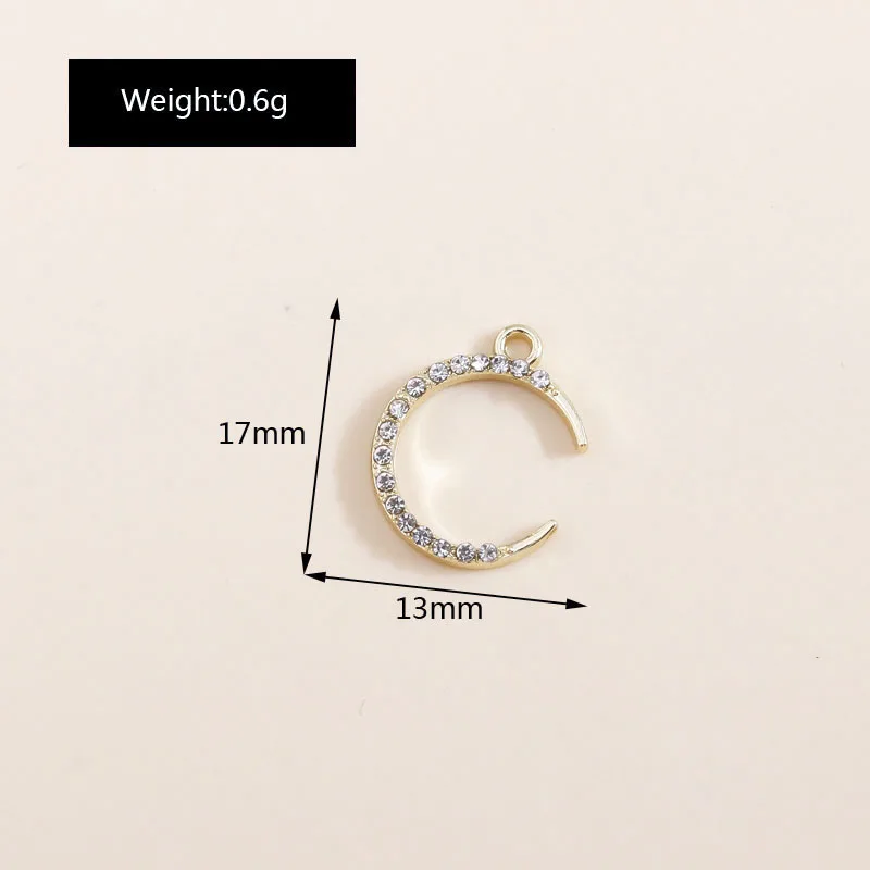 Leslie 8 Stück vergoldete Kristallperle, Mond, Stern, Bär, Schleife, Charm-Anhänger für DIY-Schmuckherstellung, handgefertigte Ohrring-Halskette – Detail 26