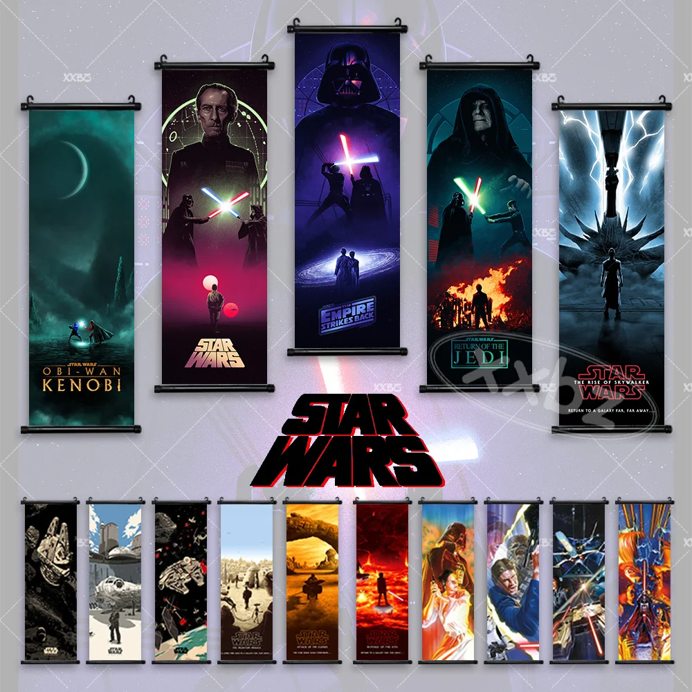 Star Wars Poster Falcon Hanging Painting Anakin Skywalker Wall Art Kylo Ren Scrolls Picture Finn Home Decoration Yoda Wallpaper