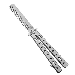 Foldable Stainless Steel Butterfly Comb for Hair and Beard Styling (Silver)