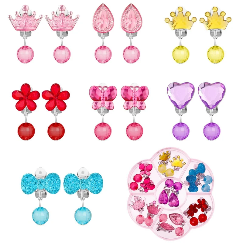 Kids Ear Clip No Piercing Earring 3/7 Pairs For Girls