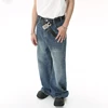 IEFB 2025 Spring New Trendy Jeans Metal Ring Design Male Gradient Color Washed Straight Male Denim Pants Wide Leg Casual 9C354 2