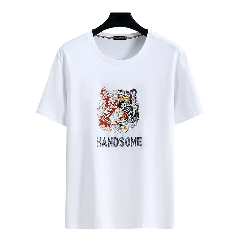 

New arrivals 2024 men summer tiger graphic shirs for Obese oversized shir harajuku Tees Shor Sleeve Coon Whie Tops