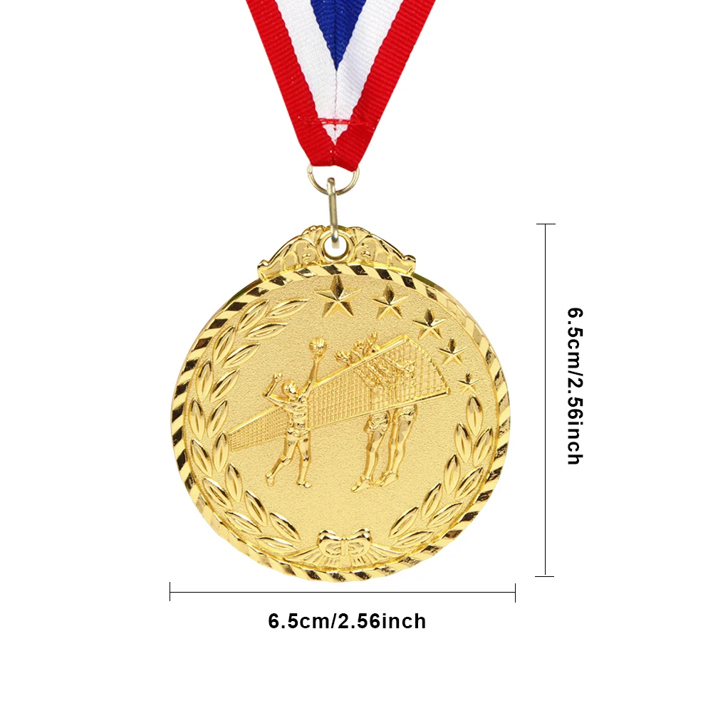 6.5cm Volleyball Medal Sports Rewards with Neck Ribbon Competition Awards Metal Winner Medals for Marathon Ball Games