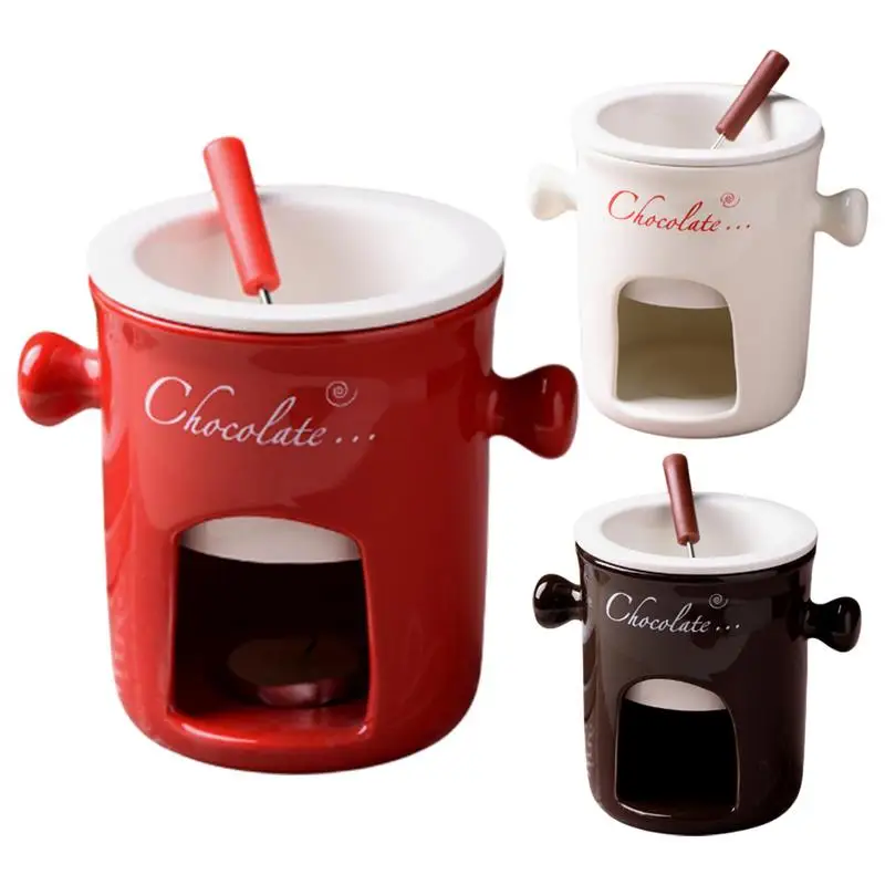 Chocolate Fondue Pot Home Snack Candy Chocolate Melter Pot Cheese Fondue Ceramic Hot Cheese Hot