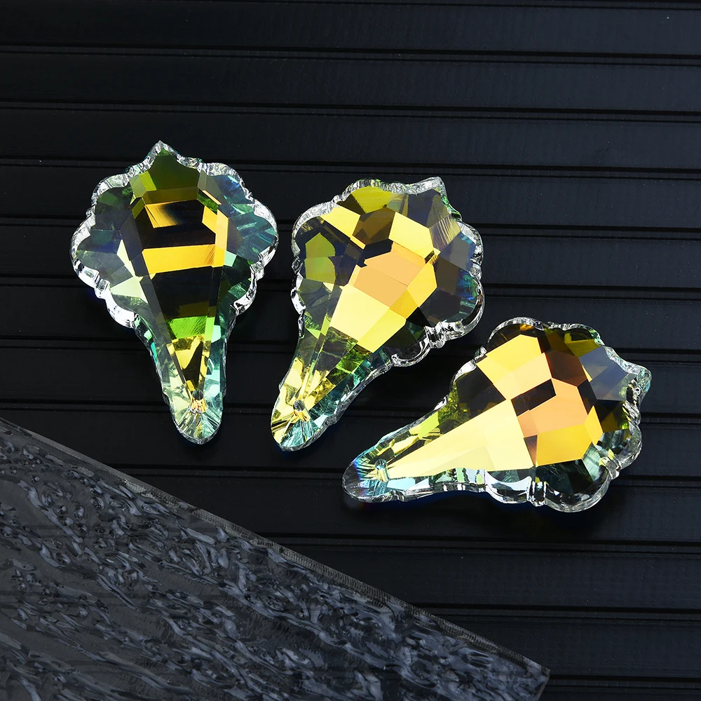 1Pc 50mm Crystal Prism Suncatcher Rainbow Maker Hanging Maple Leaf Pendant For Window Ornament Chandelier Parts DIY Home Decor