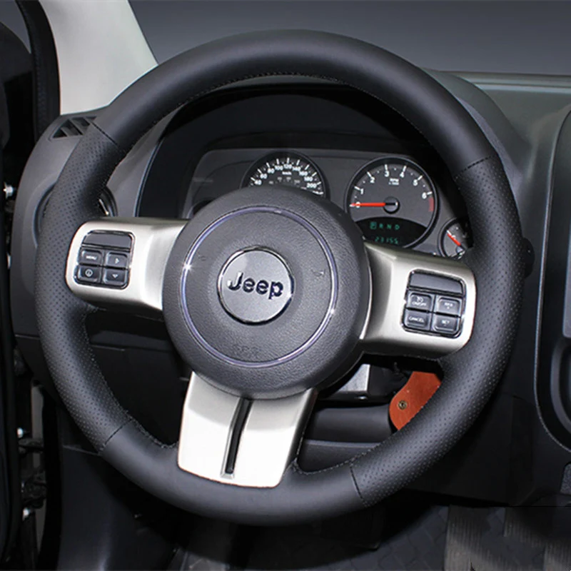 

Чехол на руль автомобиля для Jeep Cherokee Renegade Compass Wrangler Grand, «сделай сам», прошитая вручную, кожаные автомобильные аксессуары из алькантары
