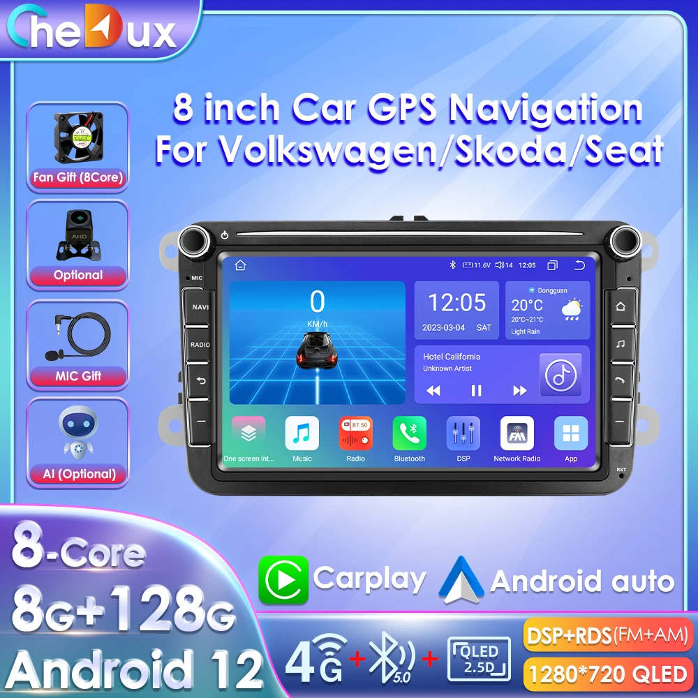 

Chedux 2Din Android Auto Carplay for jetta polo tiguan VW Skoda Octavia golf 5 6 touran passat B6 Car Multimedia Player SWC BT