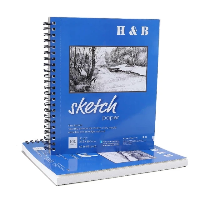  H & B Sketch Book 9X12, Drawing Pad 100-Sheets