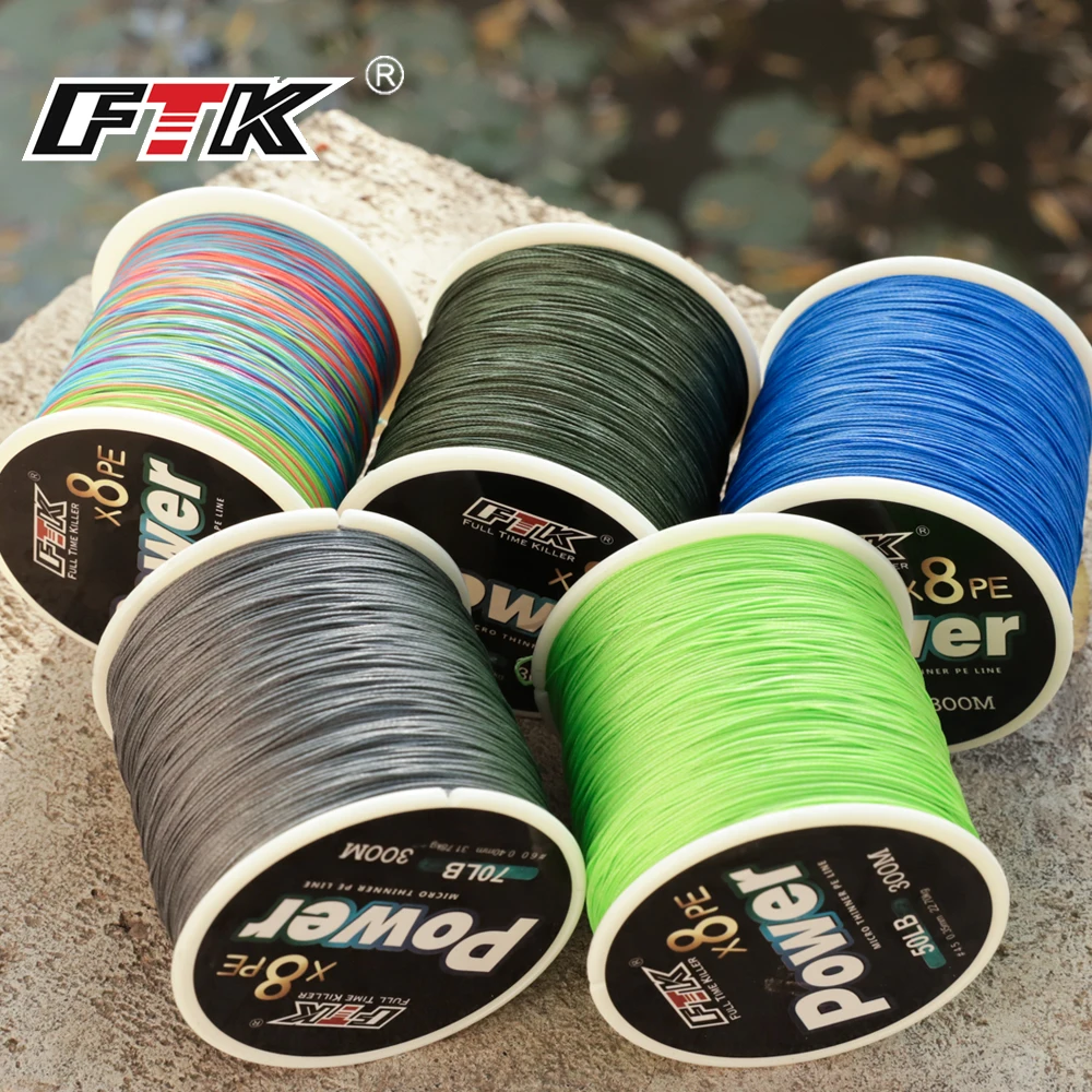 FTK 8 Strands PE Braided Fishing Line Japan 300M/500M Super Strong Lure Wire Multifilament Line 0.14MM-0.50MM 15LB-110LB fishing line