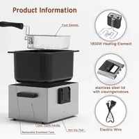 1800W 5 Liters/21 Cups Large Electric Deep Fryer with 3 Frying Baskets for Home Use, Adjustable Temperature,View Window Lid 2