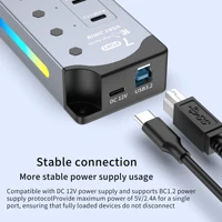 7Port USB 3.2 USB C Hub 10Gbps USB-A USB-C Ports Splitter Individual Switches 12V US/EU Power Adapter Expander for Laptop PC - Image 6
