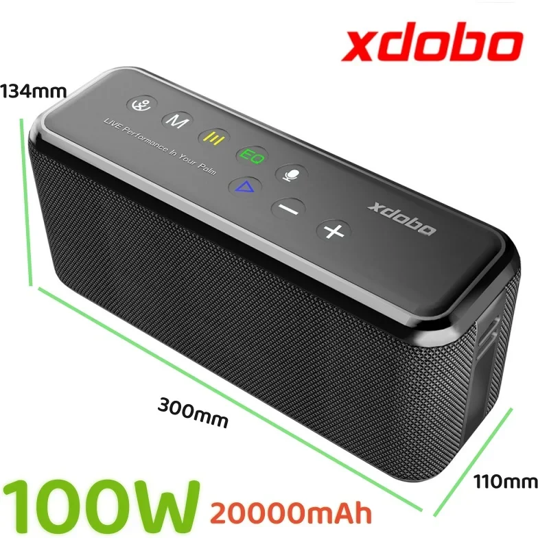 XDOBO 고출력 휴대용 블루투스 스피커, X8 Max 100W, TWS 홈 시어터 스테레오 서라운드 서브우퍼, 야외 방수 청중