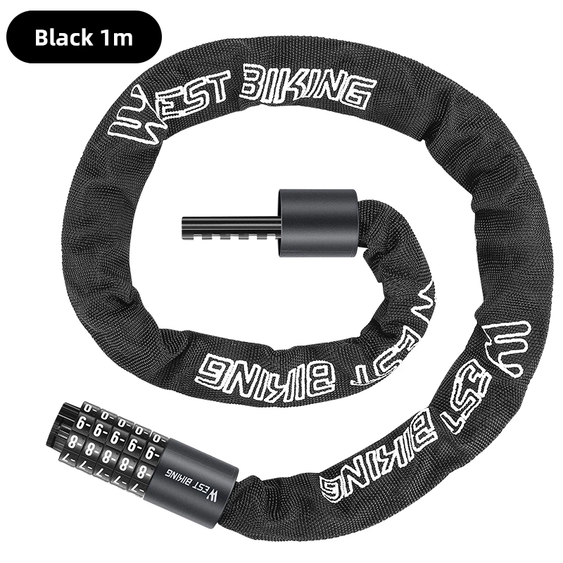 WEST BIKING Bicycle Anti-Theft Lock 5 Digits Combination Password Lock Bike Safe Chain Lock Scooter MTB Road E-Bike Accessories