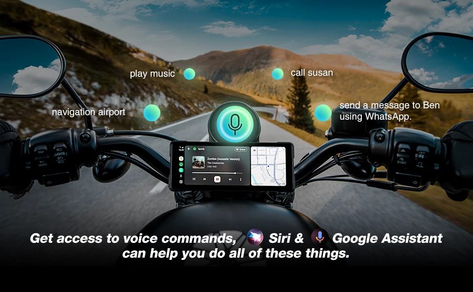 JMCQ 6,86'' Motorrad DVR GPS Navigation Drahtlose Carplay Android Auto Dash Cam IP67 Wasserdicht Dual Bluetooth Moto Monitor