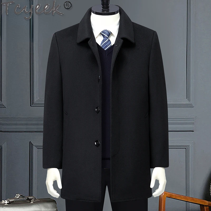 

Tcyeek Casual 85% Cashmere Man Coat Winter Fashion Thickened Woolen Coats Mid-long Warm Down Jacket Men Clothes Casaco Masculino