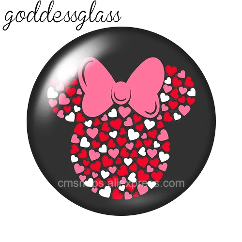 10pcs Round Photo Glass Cabochon for Bracelets Disney Minnie