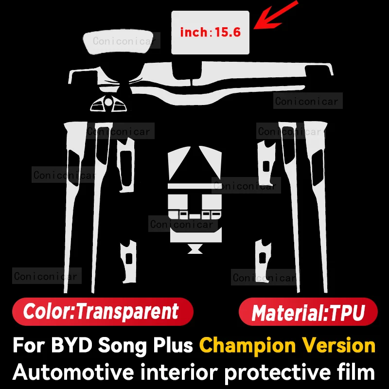 For BYD Song Plus Champion Version DM-i EV 2023 Car Interior Center Console  Screen Protective Film Anti-scratch Repair Sticker
