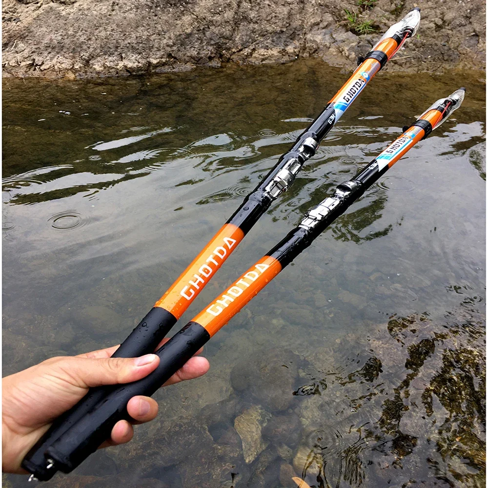 Fishing Rod 2.7M 3.6M 4.5M 5.4M 6.3M Carbon Telescopic Rock Fishing Rod Tough M Power Telescopic Travel Sea Boat Rock Fishing Rod