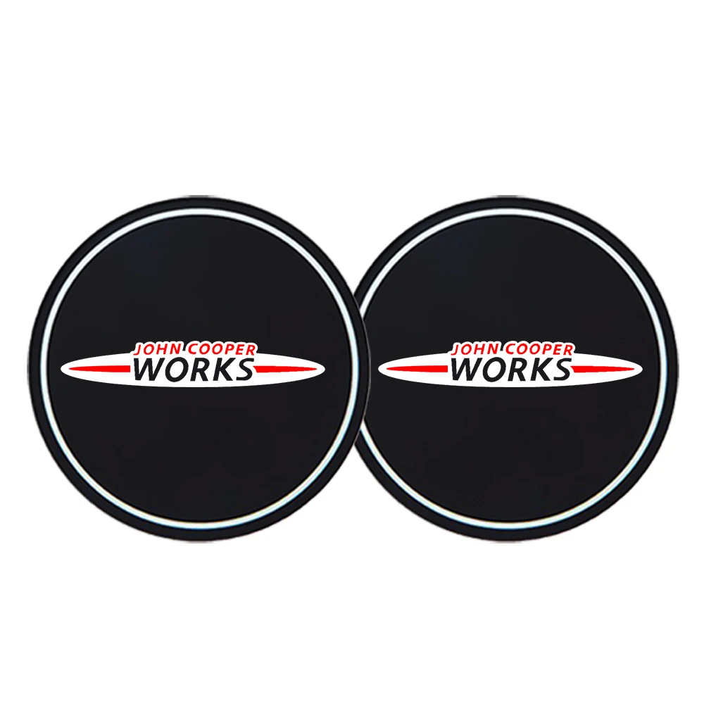 2Pcs Car Coasters Water Cup Slots Non-Slip Mat Waterproof Water Cup Mat Drink Pad For Mini Cooper One S JCW R55 R56 R58 R59 R60 cup holder coasters car coaster pads