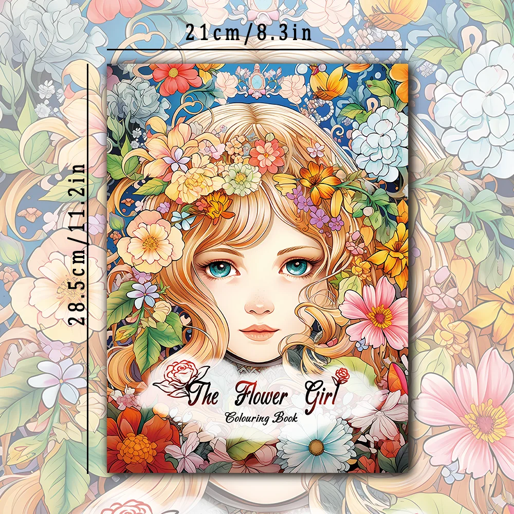 1pc, Flower Girl Coloring Book, Teenagers Coloring Book, 30 Different Patterns, 100gsm Thick Paper, Stress Relief, Birthday Gift 2