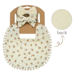 Baby Floral Bibs & Bow Headbands Set - 3 Piece Collection (5)