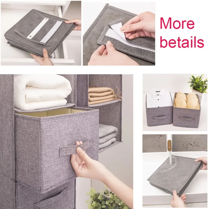 1/3/4/5Layer Storage and hanging bag, multifunctional clothing organizing bag, washable fabric, cotton and linen drawer 5