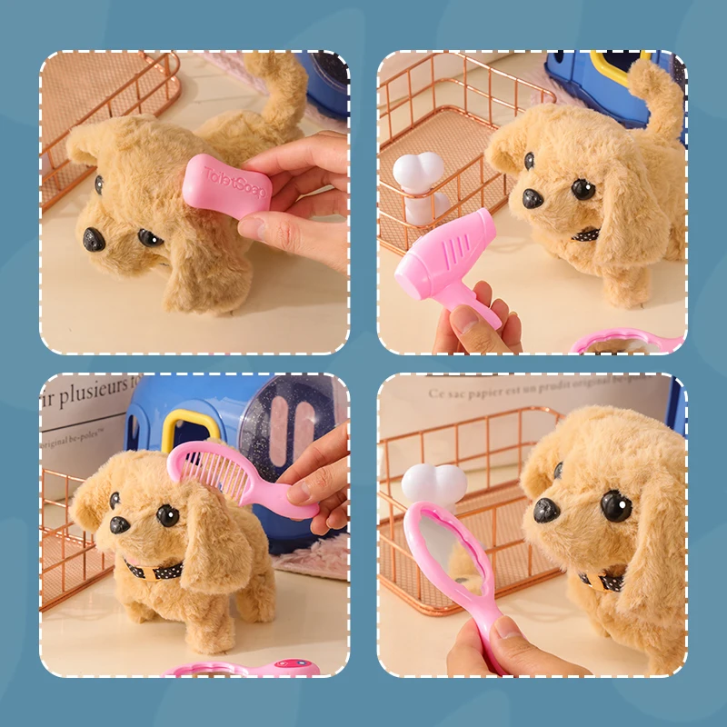 Children Pretend Play Pet Care Cage Set Simulation Electric Plush Puppy Bunny Kitten Interactive Crawling Toy For Toddlers Girls 5