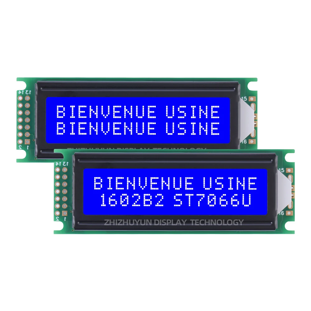 LCD Display Module 1602B2 European Character 16X2 Character Screen 64.6*16Mm Interface 14PIN Ice Blue