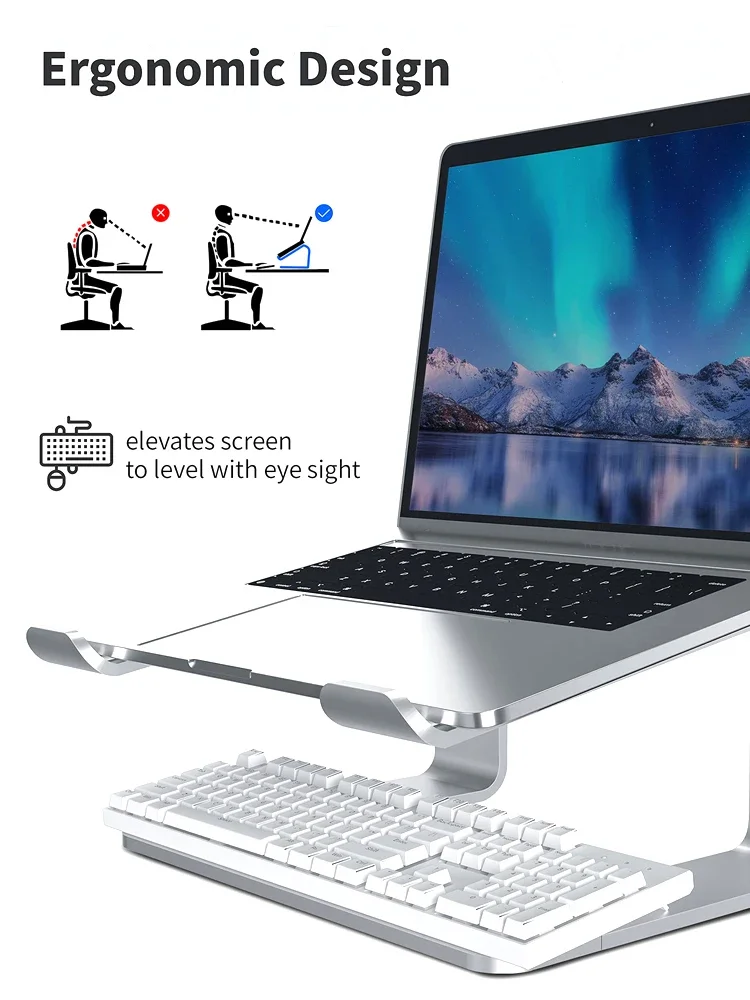 Laptop Stand Ergonomic Laptops Elevator Desk Luminum Computer Riser Metal Holder For Macbook Dell Lenovo Soporte Notebook laptop stand