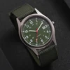 4PCs/Set Men's Vintage Watch Nylon Strap Fashion Calendar Quartz Dial Green Leather Bracelet Set 6