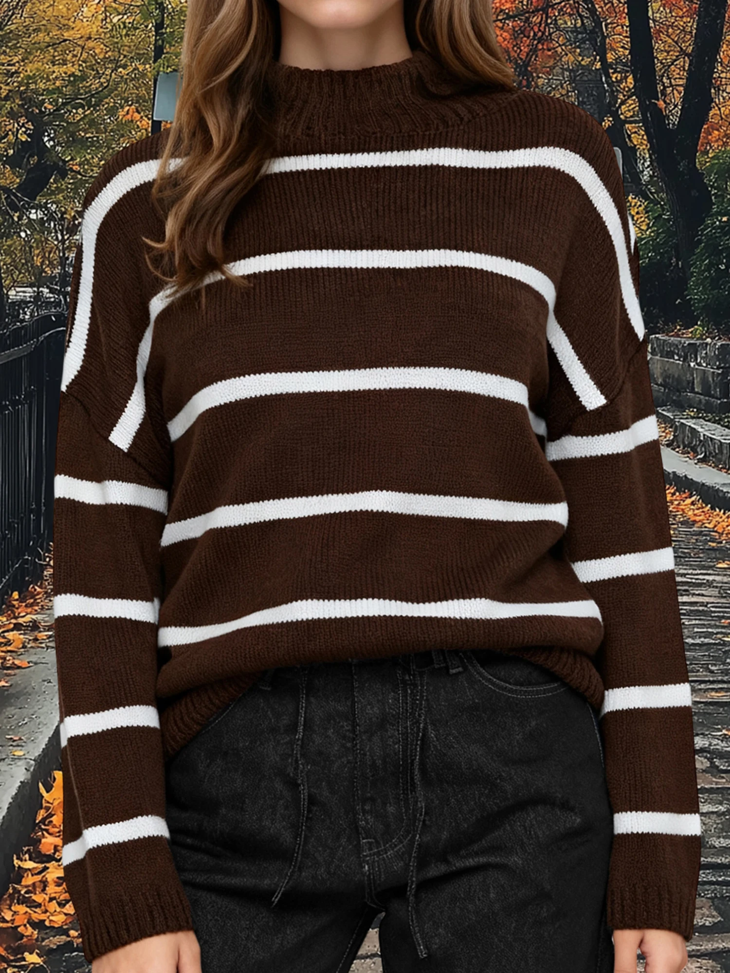 Women s Cozy Cable Knit Pullover Sweater with Turtleneck and Ribbed Trim for Fall Winter Fashion Style