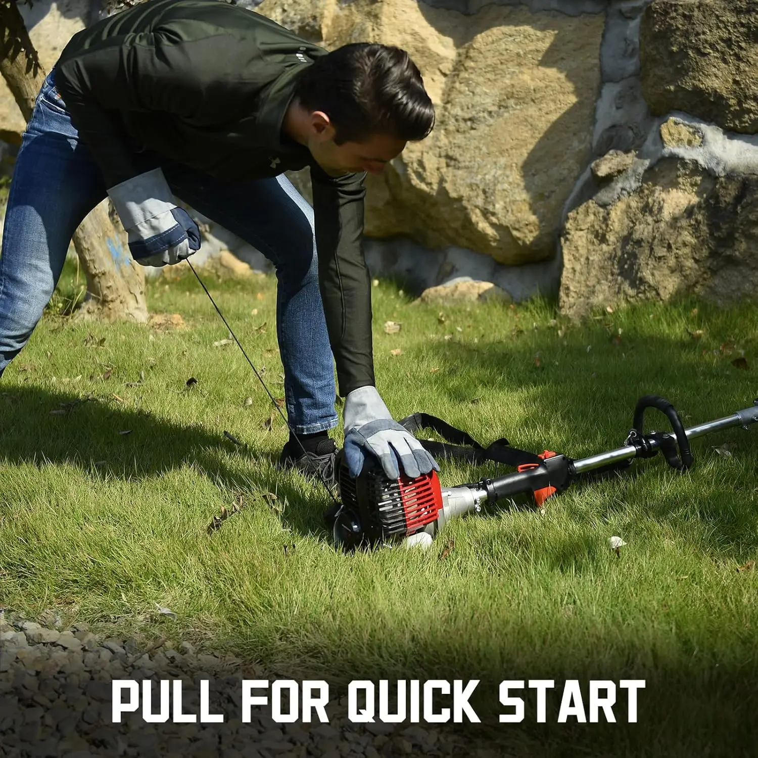 25.4cc Gas Weed Wacker, 2-in-1 String Trimmer/Edger 16-Inch with 10-Inch Brush Cutter for Grass Cutting, 2025 Version