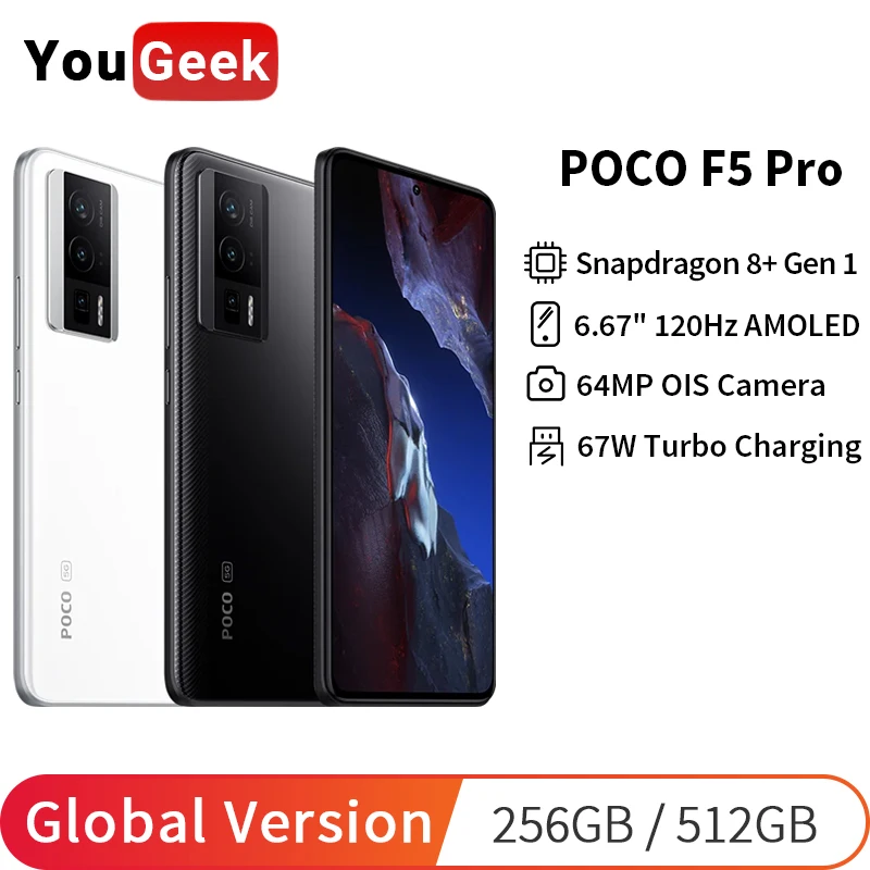 Глобальная версия POCO F5 Pro 5G NFC Snapdragon 8+ Gen 1 WQHD + 120 Гц AMOLED DotDisplay 67 Вт Быстрая зарядка 64-мегапиксельная OIS-камера