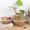 Handmade Seagrass Storage Basket Foldable Laundry Straw Wicker Rattan Seagrass Belly Garden Flower Pot home decor Planter Basket 3