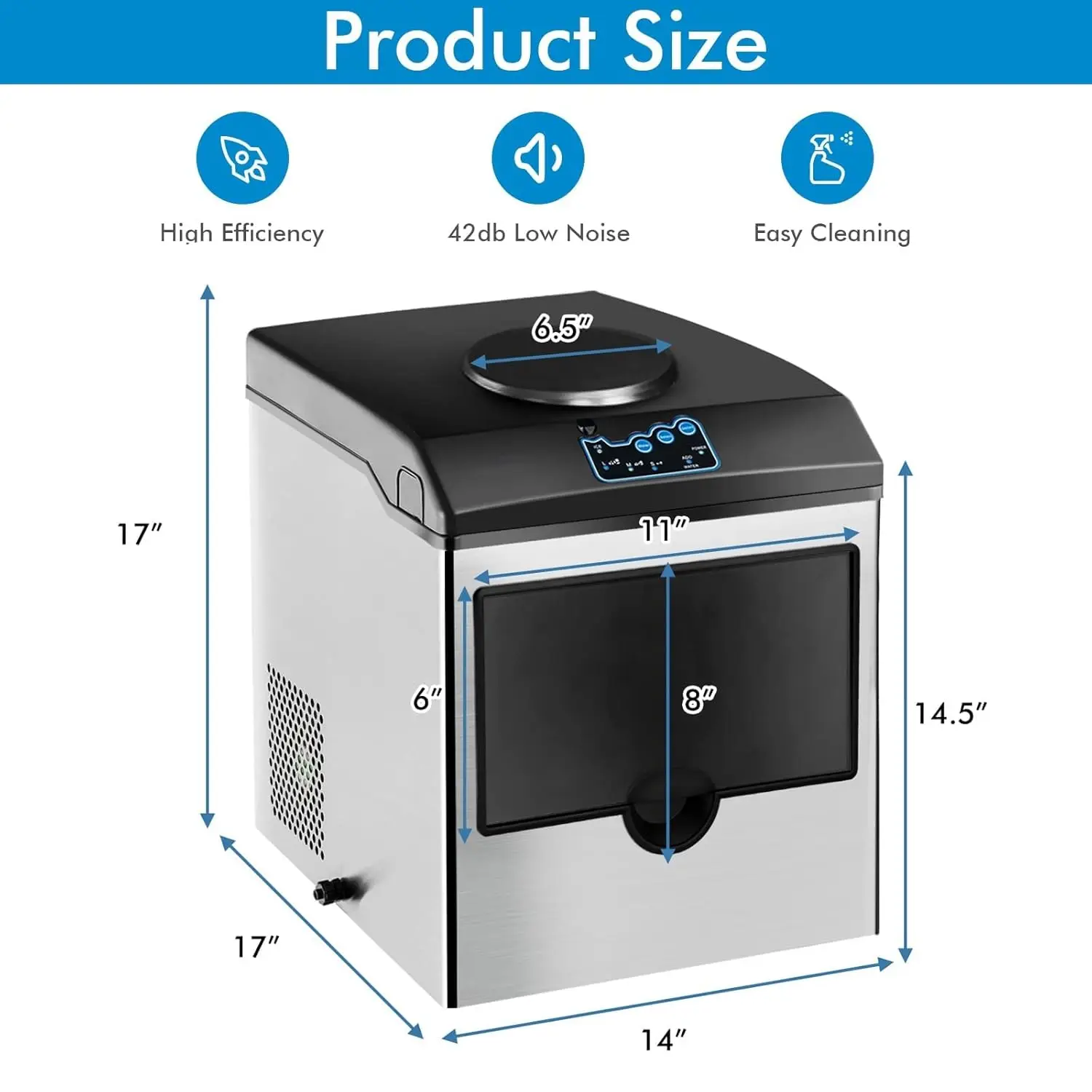 Maker Machine with Water Cooler Dispenser Combo, 48LBS/24H, S-M-L 3 Sizes Bullet Ice, Fast 6 Mins, 5LBS Ice Storage Basket, 2 Wa 6
