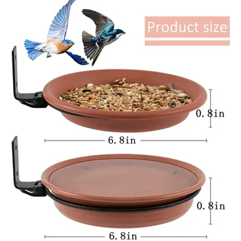 Tree Mounted Bird Tray for Feeder Birds Bath Bowl Installed on Wooden Fence Wall Tree Deck Stakes with Heavy Duty Iron Ring 6