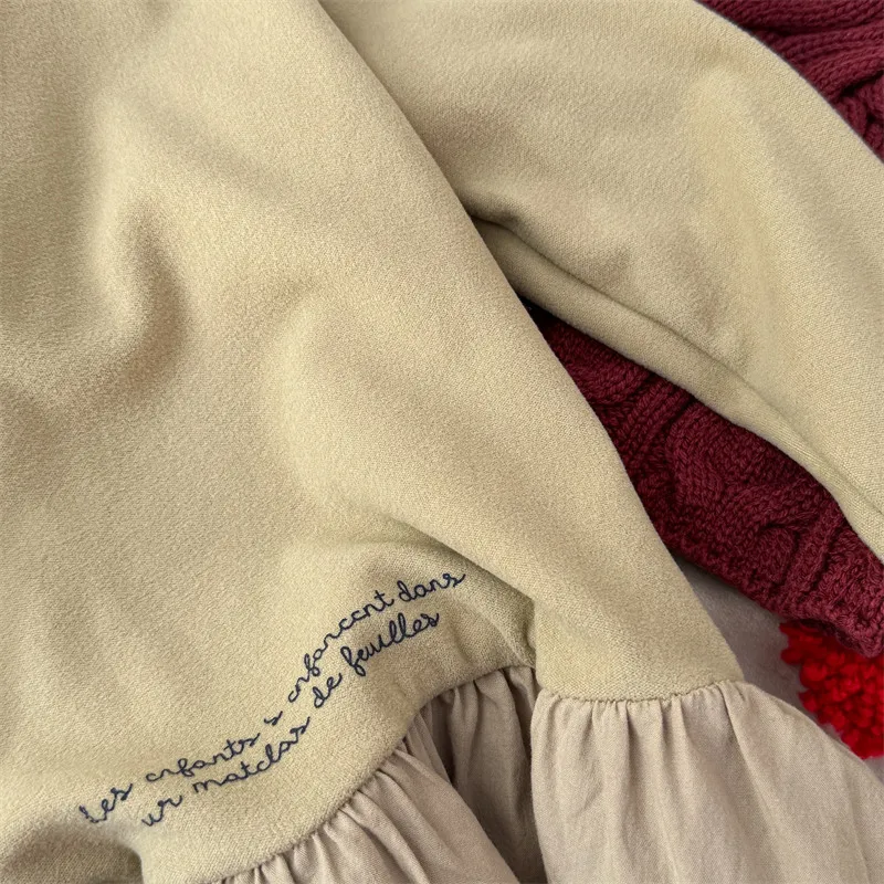 2025 Autumn Winter New Girls Long Sleeve Warm Dress Solid Children Bottoming Dress Letter Print Casual Dress Kids Cotton Clothes 4 2025 Autumn Winter New Girls Long Sleeve Warm Dress Solid Children Bottoming Dress Letter Print Casual Dress Kids Cotton Clothes - Image 4